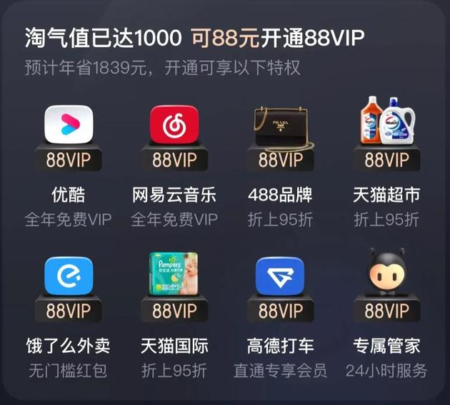 淘宝88vip会员有哪些权益，88vip会员怎么开通