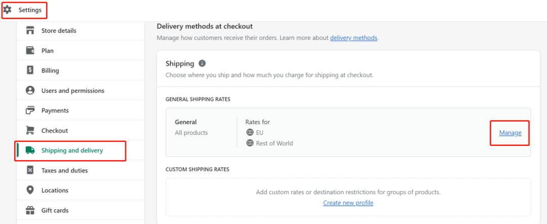 Shopify店铺基础设置,收款、物流、运费详解